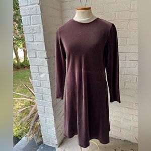Lands' End Rich Brown Long Sleeve Dress